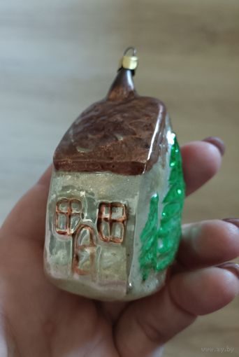Елочные игрушки, стекло, домик, дом