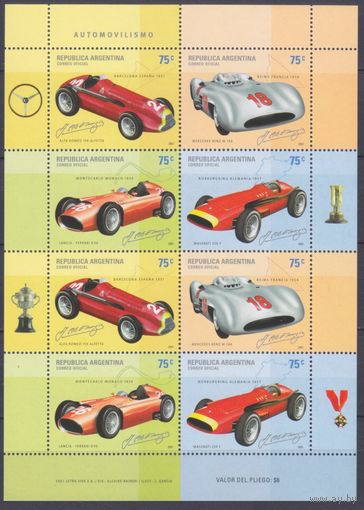 2001 Аргентина 2682-2685KL Спортивные автомобили 24,00 евро