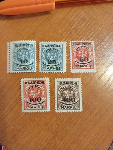 1923 Клайпеда Мемель чистая полная серия герб Погоня клей легкие наклейки 2 без клея без дыр (4-10)