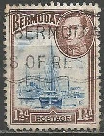 Бермуды. Король Георг VI. Гавань в Гамильтоне. 1938г. Mi#102.