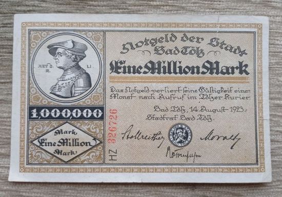 Werty71 Германия 1000000 марок 1923 1 миллион банкнота Гроссгельд Бад Тёльц