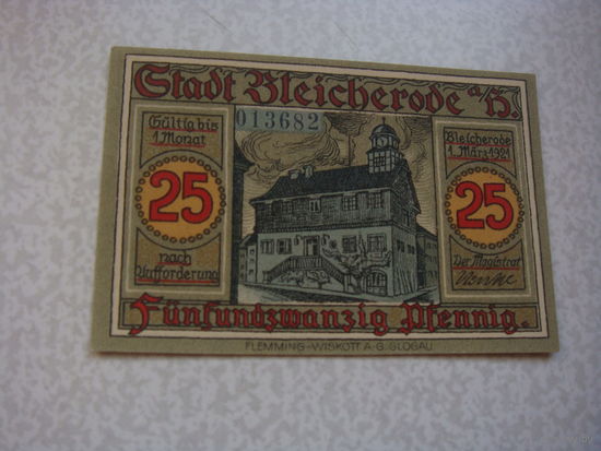 Германия 25 пфенингов нотгельд 1921 г.