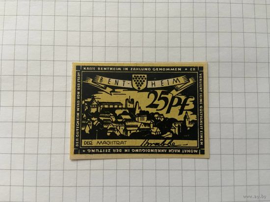 25 пфеннингов (нотгельды) 1921 г. Германия.