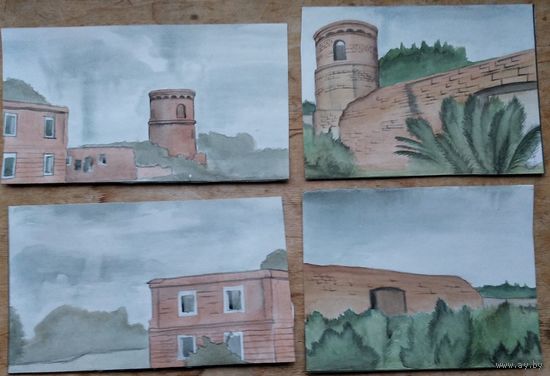 Щорсы. Акварель. Карандаш. Бумага. Студенческая работа. 4 шт. 14(16)Х 21(24) см. Цена за все.