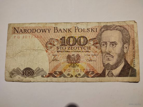 Польша 100 злотых 1986гг #10