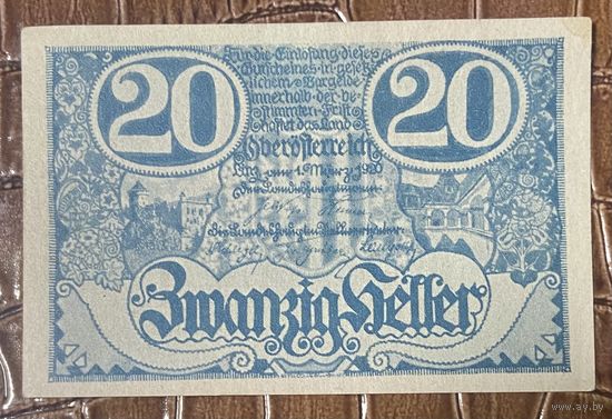 Нотгельд Австрия Линц 20 геллеров 1920 год