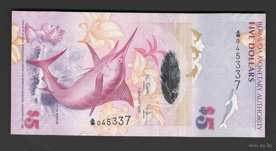 Бермуды Бермудские острова 5 долларов 2009 года. Тип Р-58a(1). Состояние UNC!