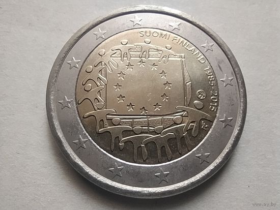 2 ЕВРО, ФИНЛЯНДИЯ (Общеевропейская серия - 30 лет флагу Европы) UNC тираж 489 000
