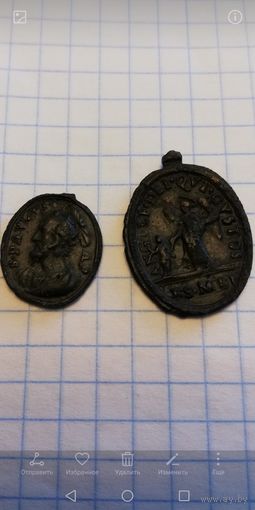 Старинные медальоны.Вероятно, бронзовые или медные изделия XVIII-XIX веков.