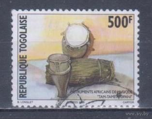 [1184] Того 1996. Культура.Музыка.Инструменты. Высокий номинал. Концовка серии.Гашеная марка.