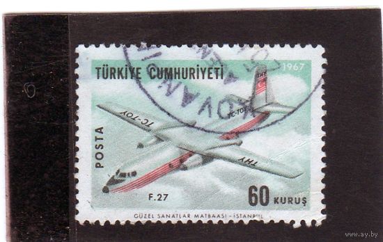 Турция. Ми-2047. Самолет F-27. Регулярная авиапочта. 1967.