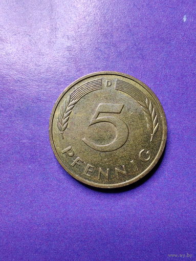 Германия ФРГ 5 пфеннигов 1994 D