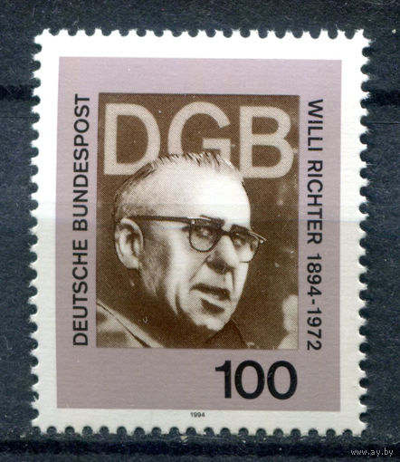 Германия - 1994г. - Вилли Рихтер, политик - полная серия, MNH [Mi 1753] - 1 марка
