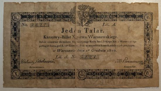 Польша 1 талер 1810г (копия)