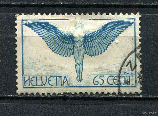 Швейцария - 1924 - Икар 65С - (есть тонкое место) - [Mi.189z] - 1 марка. Гашеная.  (Лот 99FB)-T25P10