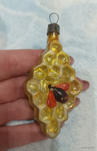 Елочные игрушки, стекло, сота с пчелой