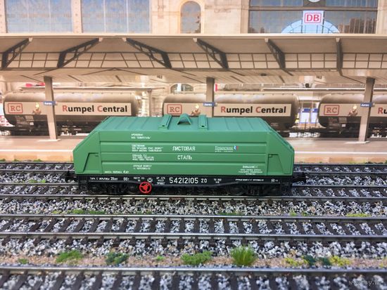 Вагон платформа для рулонной стали (3D кит). Масштаб HO-1:87.