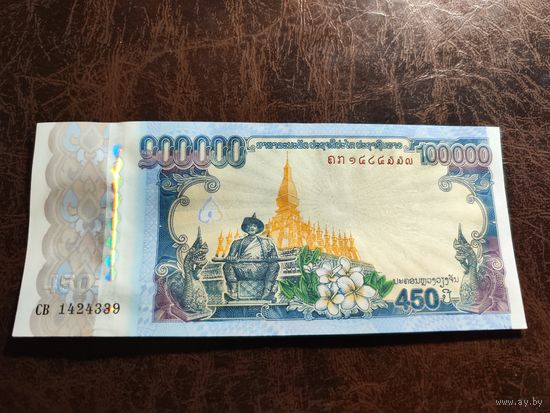 Лаос 100000 кип образца 2010 года UNC p40 юбилейная,редкая без буклета!