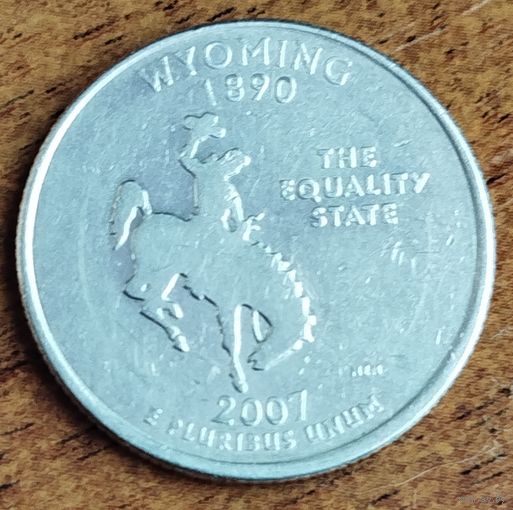 США 25 центов (квотер) 2007 г. P. Вайоминг.