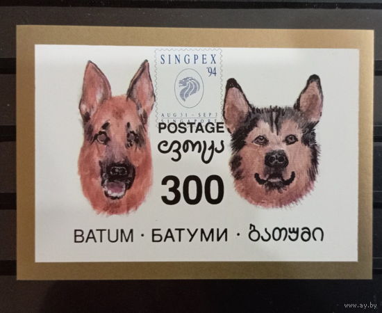 Грузия Батуми 1994 собаки фауна Филателистическая выставка  MNH