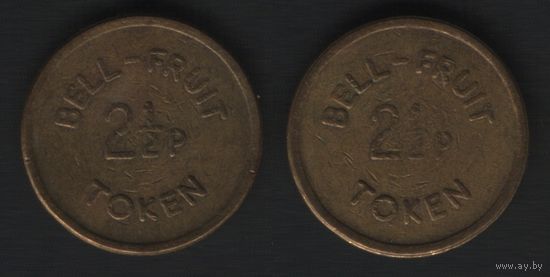 Bell-Fruit Token 2 1/2p -- Bell-Fruit Token 2 1/2p (желтая) (18,8мм3,26гр) (f0