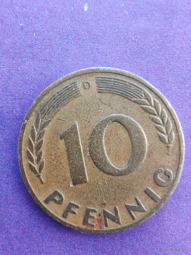 Германия ФРГ 10 пфеннигов 1949 D
