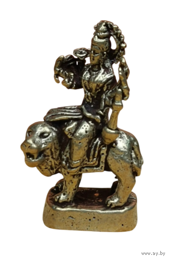 Статуэтка миниатюра Дурга на льве Бронза Индия