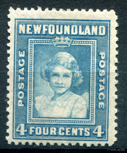 Британские колонии - Ньюфаундленд - 1938/44г. - принцесса Елизавета, перфорация 12 1/2, 4 с - 1 марка - MH с потрескавшимся клеем [Mi 234]. #3-WB-88-A-1