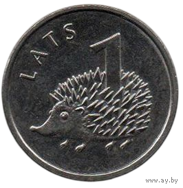 ЛАТВИЙСКАЯ РЕСПУБЛИКА. 1 ЛАТ 2012. ЁЖИК.