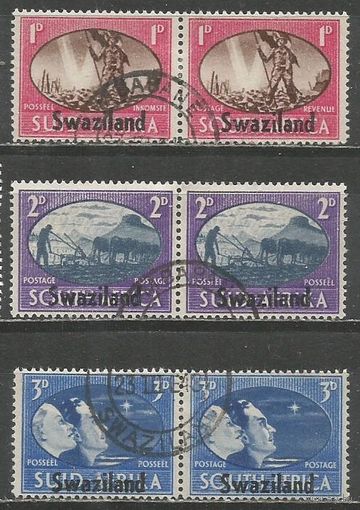 Свазиленд. Окончание 2-й Мировой Войны. Надпечатка на Ю.Африке. 1945г. Mi#38-43. Серия в парах.