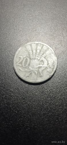 Богемия и Моравия 20 геллеров 1940 г.