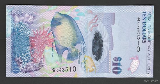 Бермуды Бермудские острова 10 долларов 2009 года. Тип Р-59a(1). Состояние UNC!
