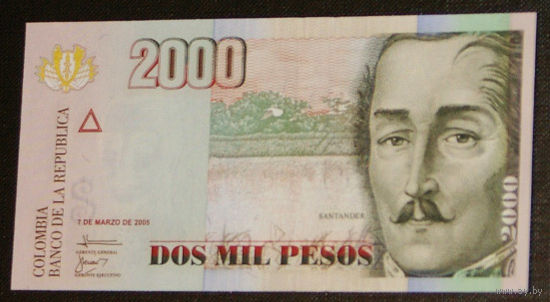 Колумбия 2000 песо 2005 UNC