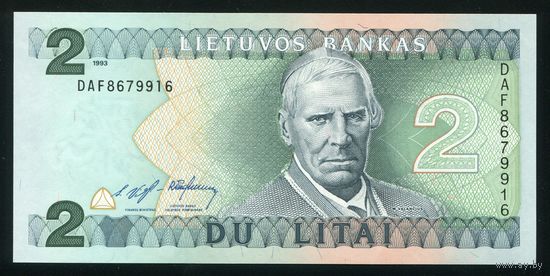 Литва 2 лита 1993 P54. Серия DAF. UNC