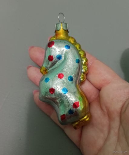 Ёлочная игрушка, стекло,цирковая лошадка