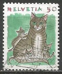 Швейцария. Домашняя кошка. 1990г. Mi#1414.