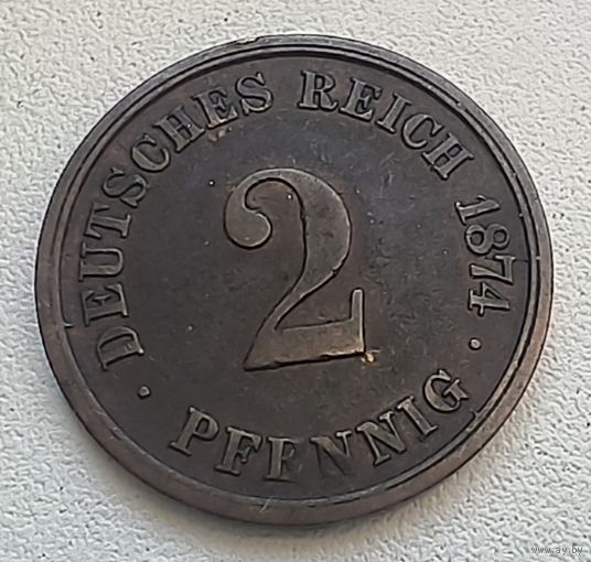 Германия 2 пфеннига, 1874 А  4-4-8