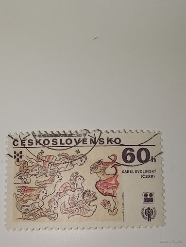 Чехословакия 1979 год Марка посвящена Международному году ребенка или выставке книжных иллюстраций для детей.
