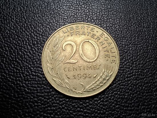 Франция 20 сантимов 1994 Дельфин