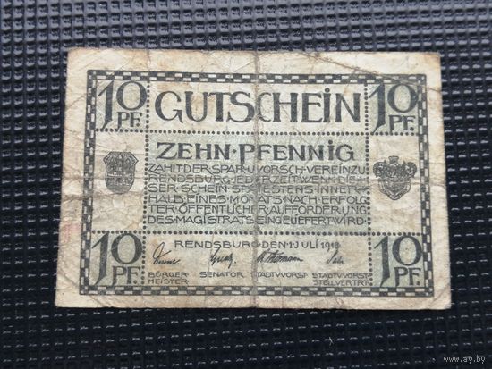 Германия  нотгельд 10 пфенингов 1918 12