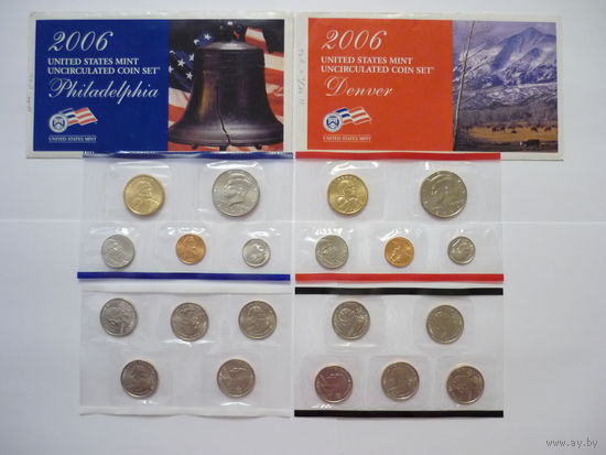 Памятные наборы монет США 2006г.! Сост.- UNC (в запайке). 2 Монетных двора - Денвер и Филадельфия.