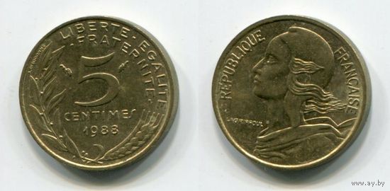 Франция. 5 сантимов (1988, XF)