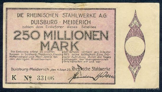 Германия 250.000.000 марок 1923 год.