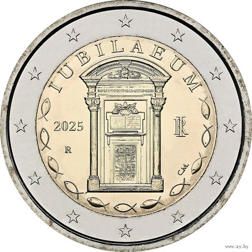 2 евро 2025 Италия Юбилейный год UNC из ролла