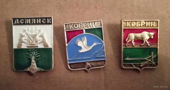 Значки. Города. Кобрин. Демянск.