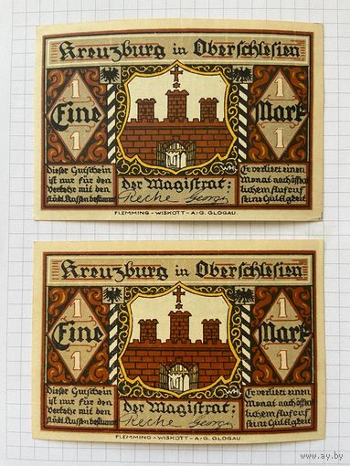 Нотгельд 1 и 1 марка Германия Крюсбург-0101