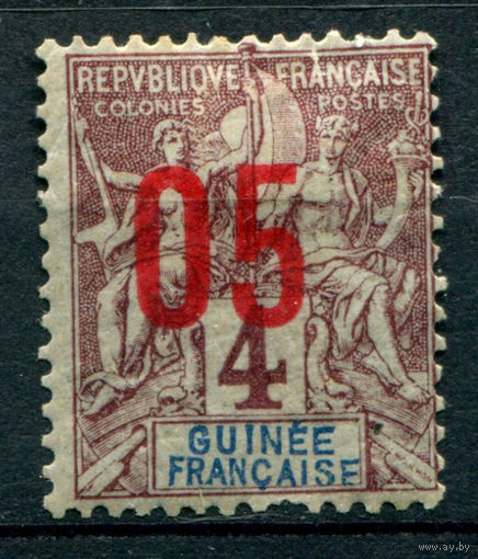 Французская Гвинея - 1912г. - аллегория, надпечатка 05 на 4 с - 1 марка - MH с потрескавшимся клеем [Mi 49]. #4-W1-113-A-1