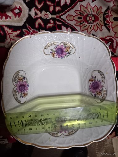 Тарелка салатник квадратная фарфор Коростень СССР большая