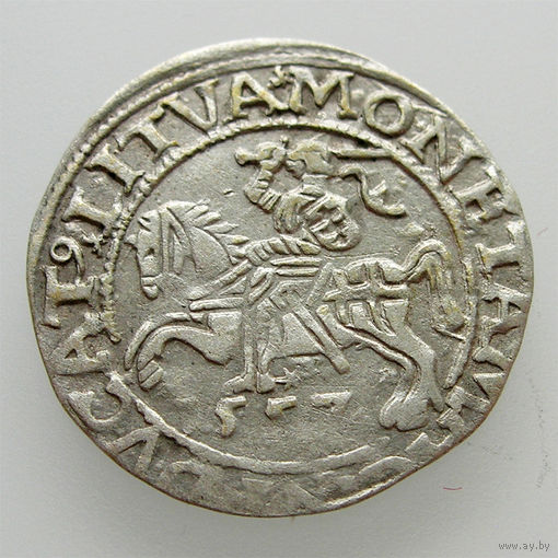 Полугрош 1557, Жигимонт Август, Вильно. кончания легенд: Ав - LI, Рв - LITVA