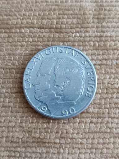 Швеция 1 крона 1990 года.